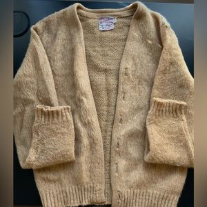 Vintage 60s Mohair fuzzy shag cardigan, grunge Kurt Cobain style